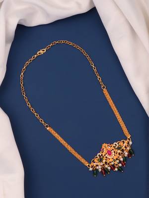 gold brass fashion necklace with stone design 2