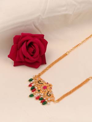 gold brass fashion necklace with stone design 3