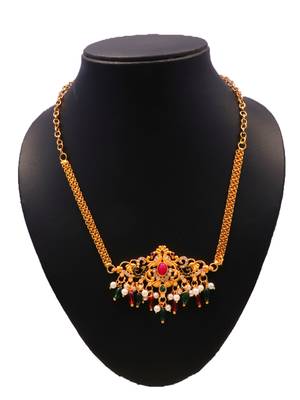 gold brass fashion necklace with stone design 4