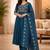  turquise heay roman silk with embroidery work embroidery  kurta set
