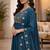  turquise heay roman silk with embroidery work embroidery  kurta set