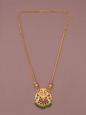 gold brass necklace with stone work design 1