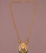 gold brass necklace with stone work design