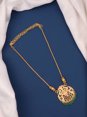 gold brass necklace with stone work design 2
