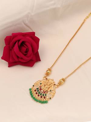 gold brass necklace with stone work design 3