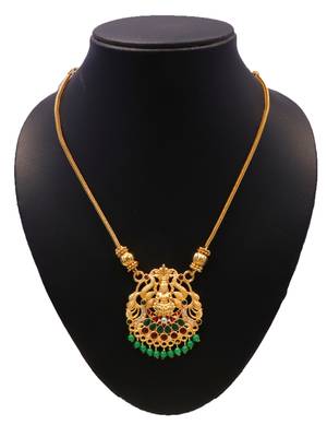 gold brass necklace with stone work design 4