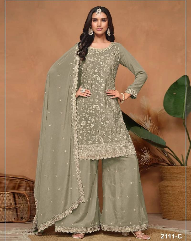 Beige vichitra silk semi stitched wedding suits