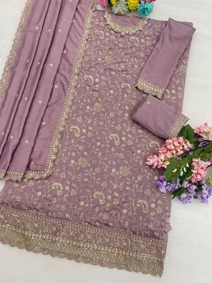 light purple silk salwarkameez with thread work 2
