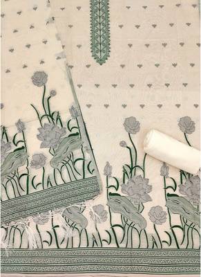 Offwhite muga cotton with jamdani weaving work unstitched suit 4