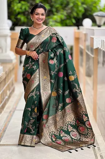 Green Color zari weaving Work Silk Saree