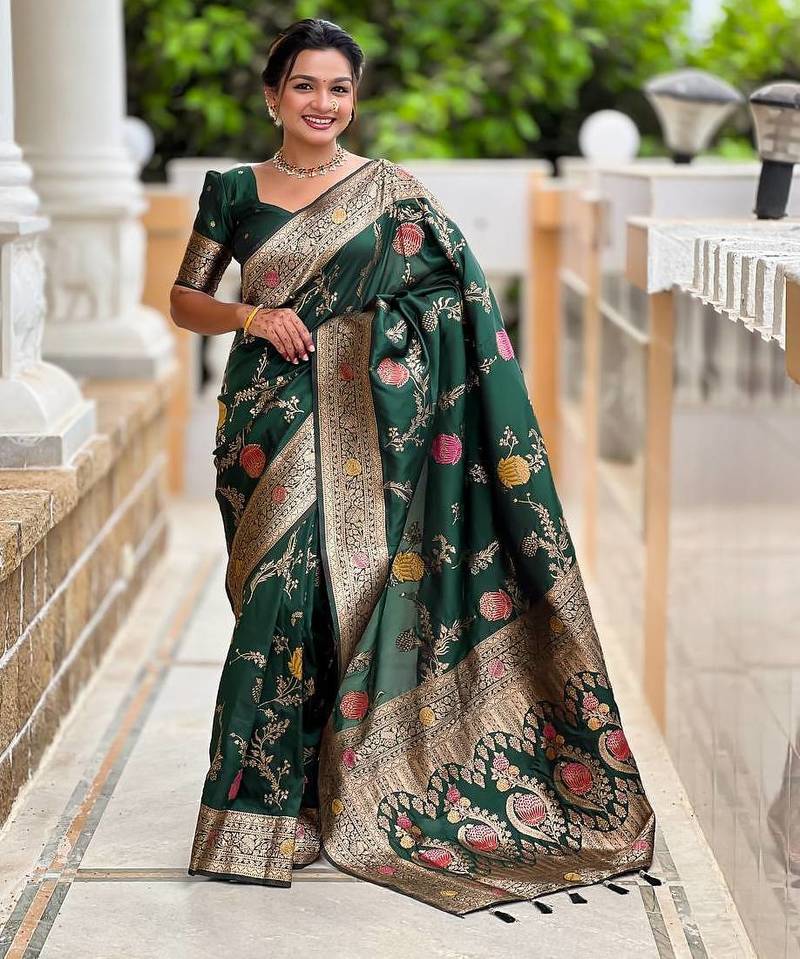 Green Color zari weaving Work Silk Saree