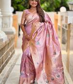 Lavender Color zari weaving Work Silk Saree