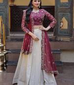 Sparkling Magenta Zari Work Silk Engagement Wear Lehenga Choli