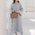 Light blue chanderi silk heavy thread embroidery on sleeve and dupatta kurta pant set