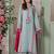 Light blue french crepe heavy thread embroidery with mirror work kurta pant set