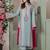 Light blue french crepe heavy thread embroidery with mirror work kurta pant set