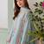 Light blue french crepe heavy thread embroidery with mirror work kurta pant set