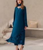 Blue chanderi silk heavy thread embroidery work kurta pant set