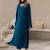 Blue chanderi silk heavy thread embroidery work kurta pant set