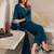 Blue chanderi silk heavy thread embroidery work kurta pant set
