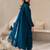 Blue chanderi silk heavy thread embroidery work kurta pant set