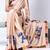 Cream color all over printed as image design work japan satin saree with unstitched blouse