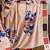 Cream color all over printed as image design work japan satin saree with unstitched blouse