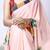 Peach color all over printed as image design work japan satin saree with unstitched blouse