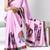 Pink color all over printed as image design work japan satin saree with unstitched blouse