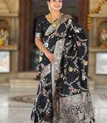 Black Zari Weaving Work Art Silk Saree