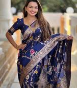Neavy Blue Color  zari weaving Work  silk saree