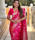 Pink Color  zari weaving Work  art silk saree