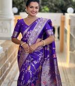 Purple Color  zari weaving Work  art silk saree