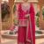 Red embroidery chinnon silk fully stitched sarara palazzo suit set