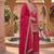 Red embroidery chinnon silk fully stitched sarara palazzo suit set