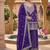 Purple embroidery chinnon silk fully stitched sarara palazzo suit set