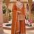 Orange embroidery chinnon silk fully stitched sarara palazzo suit set