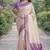 Off white sky soft kanjivaram silk banarasi jacuard work designer party wear saree with unstitched blouse piece