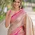 Off white pink soft kanjivaram silk banarasi jacuard work designer party wear saree with unstitched blouse piece