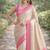 Off white pink soft kanjivaram silk banarasi jacuard work designer party wear saree with unstitched blouse piece