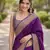Wine soft silk banarasi jacuard work designer party wear saree with unstitched blouse piece