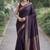 Wine soft silk banarasi jacuard work designer party wear saree with unstitched blouse piece