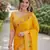 Yeloow soft silk banarasi jacuard work designer party wear saree with unstitched blouse piece