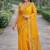 Yeloow soft silk banarasi jacuard work designer party wear saree with unstitched blouse piece
