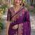 Wine soft silk banarasi jacuard work designer party wear saree with unstitched blouse piece