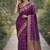 Wine soft silk banarasi jacuard work designer party wear saree with unstitched blouse piece
