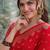 Red soft silk banarasi jacuard work designer party wear saree with unstitched blouse piece