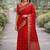 Red soft silk banarasi jacuard work designer party wear saree with unstitched blouse piece