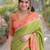 Mehendi soft silk banarasi jacuard work designer party wear saree with unstitched blouse piece