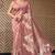 Pink pure tussar silk printed saree with blouse